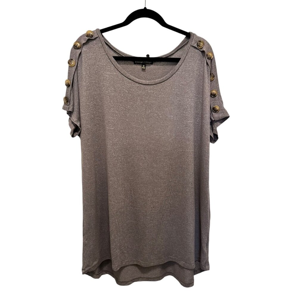 🍒 2/$20 🍒 Light Brown A-line Plus Size Dress with Button Accents sx 2X